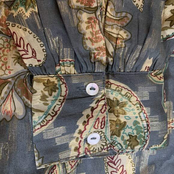 Anthro Bishop & Young Top Women's Size Medium Long Sleeve Hidden Button Front - Picture 4 of 10